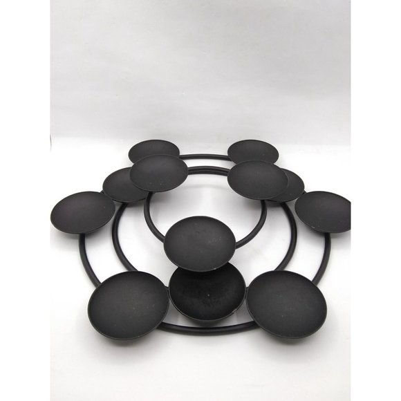 Vtg MCM Danish black Metal Set 3 Round Graduated sizes Circular Candle Holders - Picture 5 of 12
